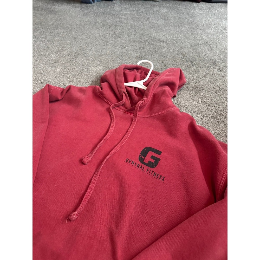 General Fitness Hoodie Sweatshirt Pullover Red Graphic Men Size L Heavy Duty - Picture 8 of 9